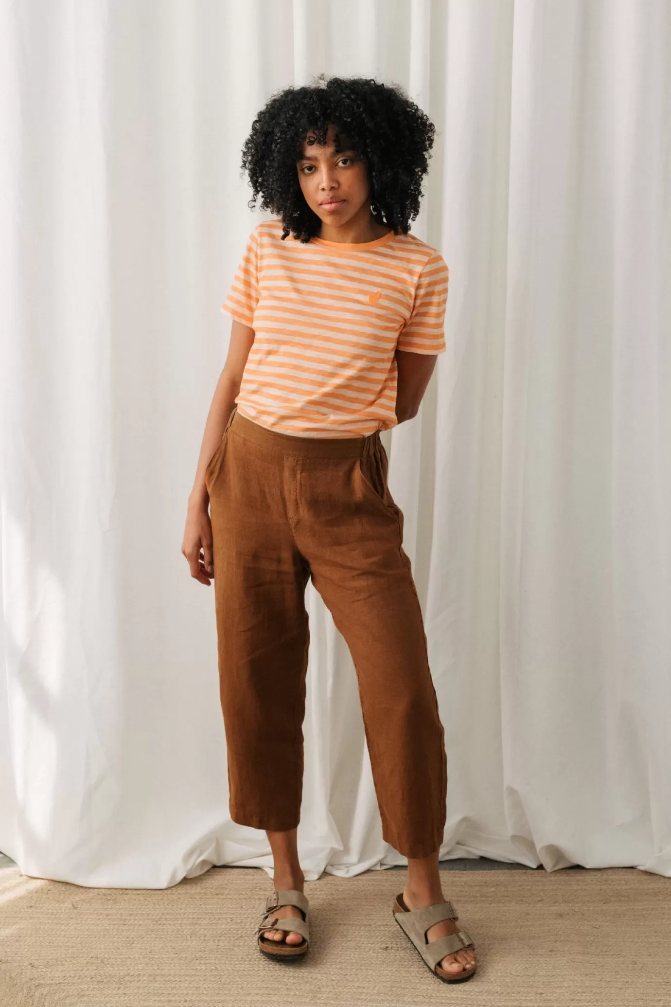 Twothirds Bablon-Tangerine Stripes^Women Tops