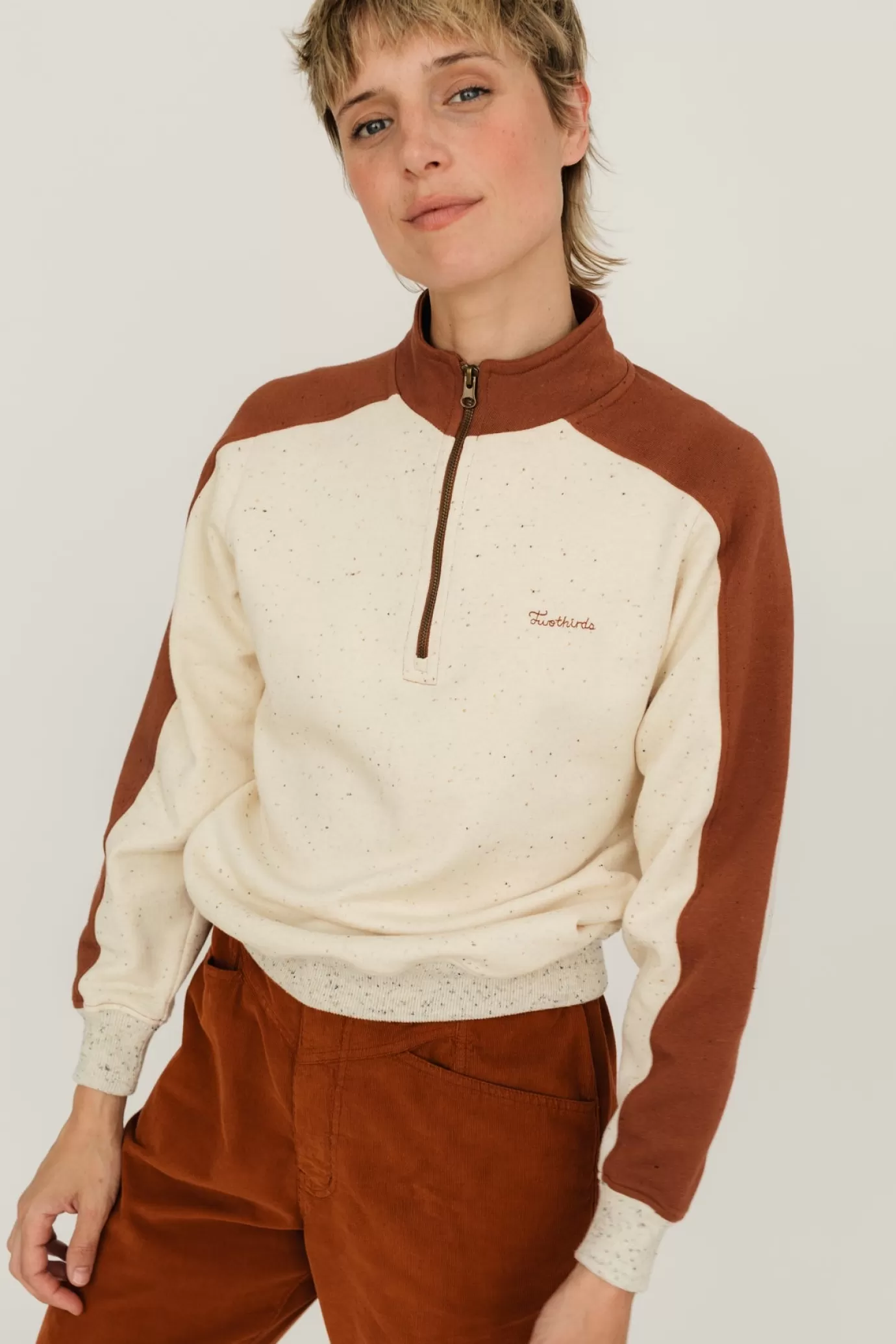 Twothirds Behuard-Block Colour^Women Zip Sweatshirts