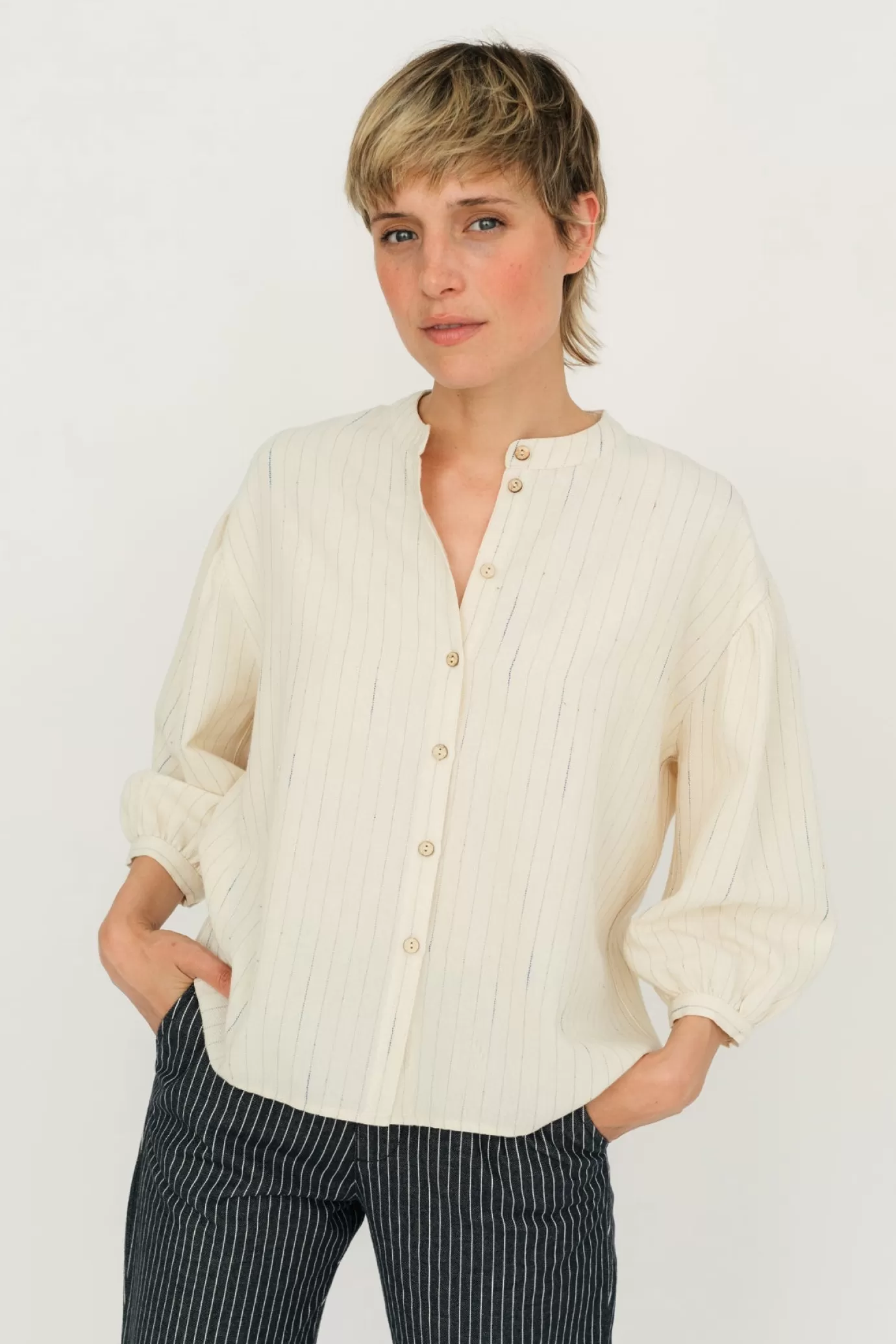 Twothirds Dewdrop-Neutral Stripes^Women Long Sleeve