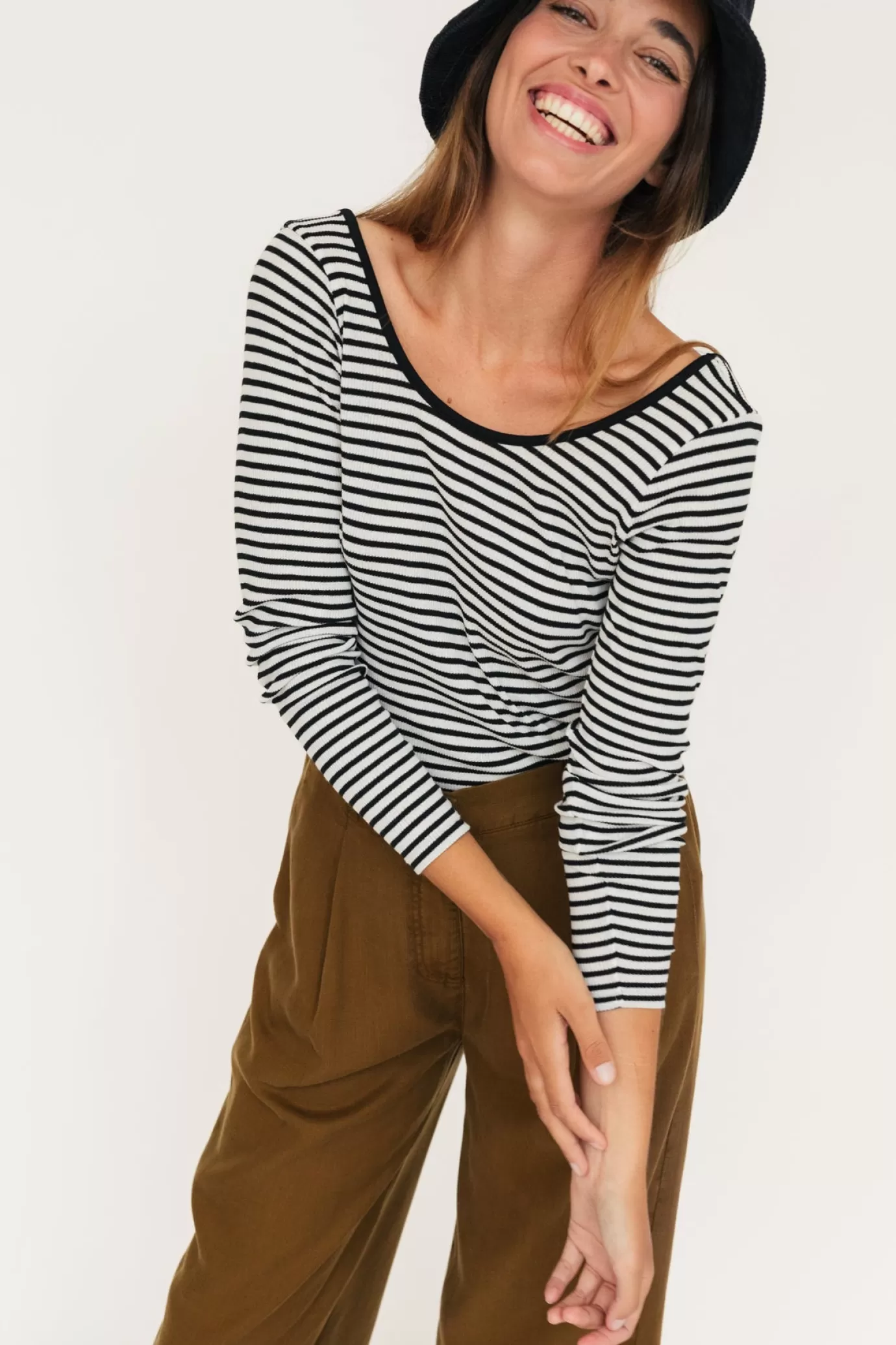 Twothirds Enet-Black & White Stripes^Women Tops