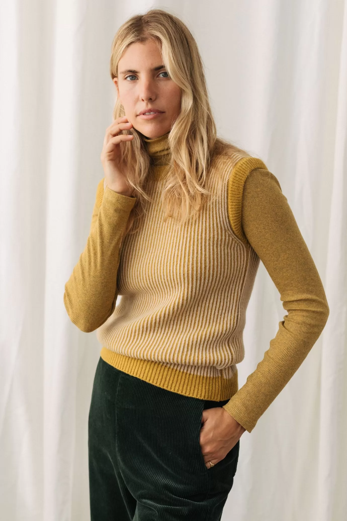 Twothirds Harbour-Bicolour Mustard^Women Knits