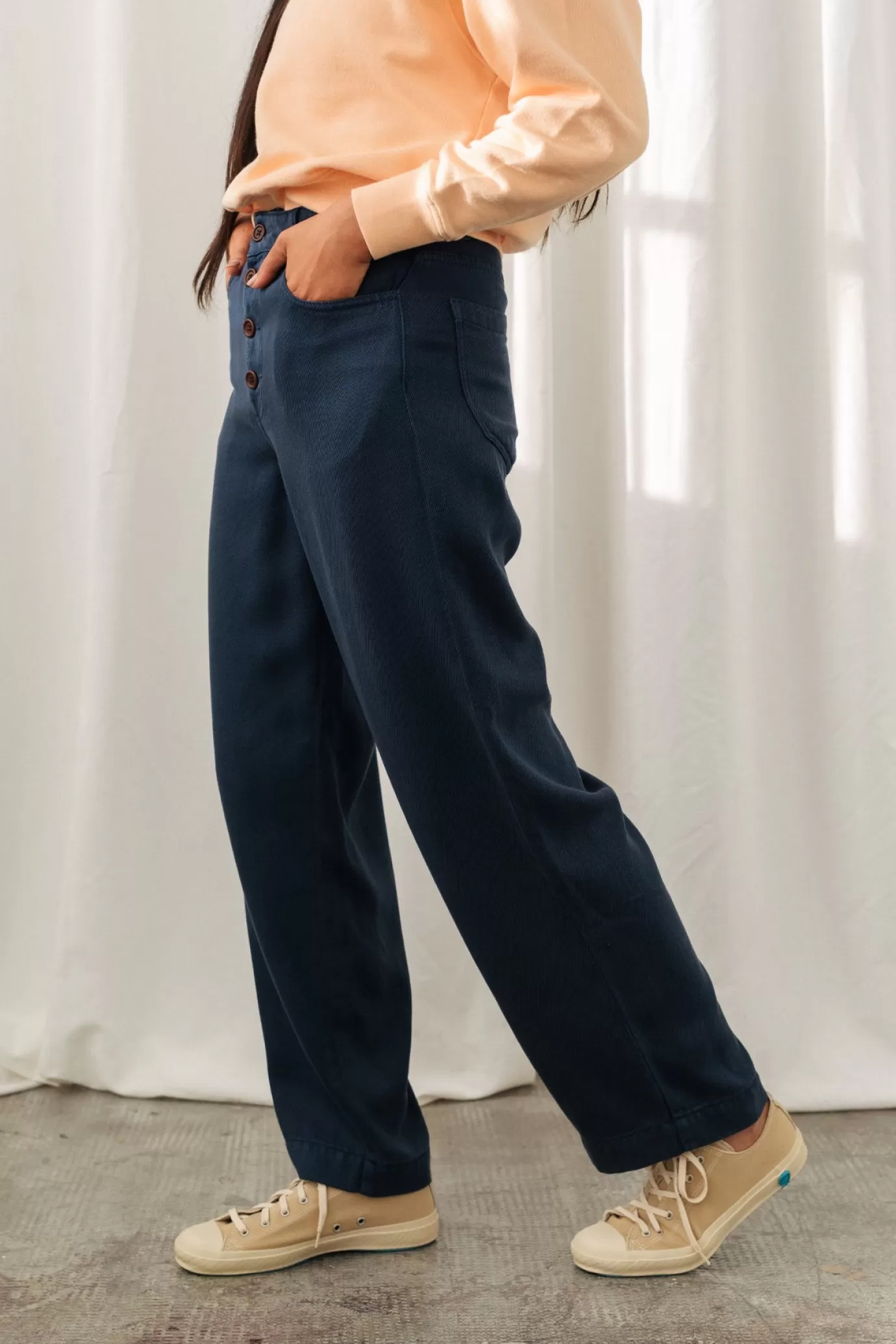 Twothirds Hisaka-Washed Navy^Women Pants