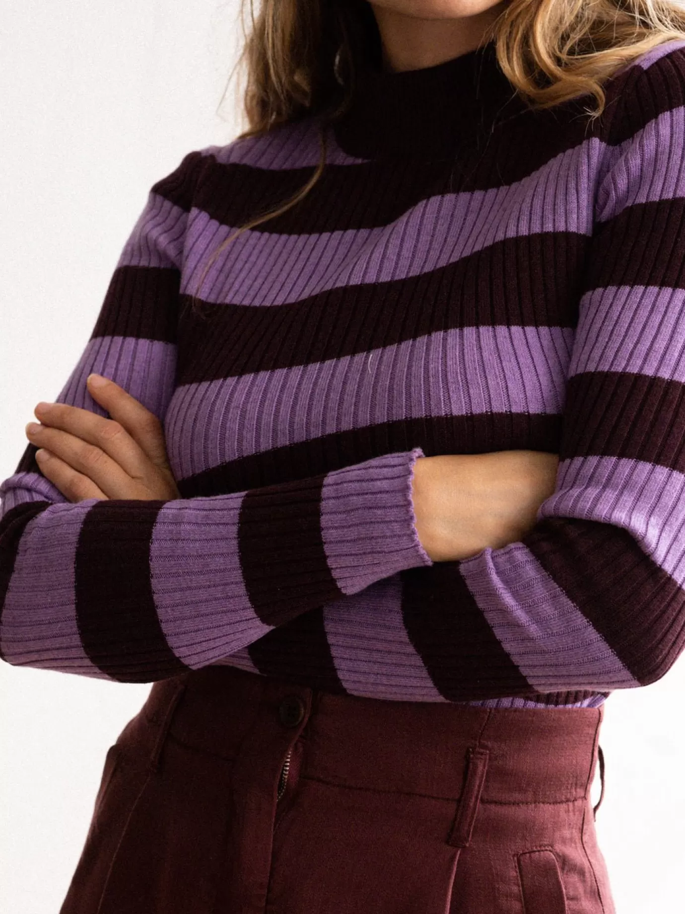 Twothirds Lachea-Mauve Stripes^Women Knits