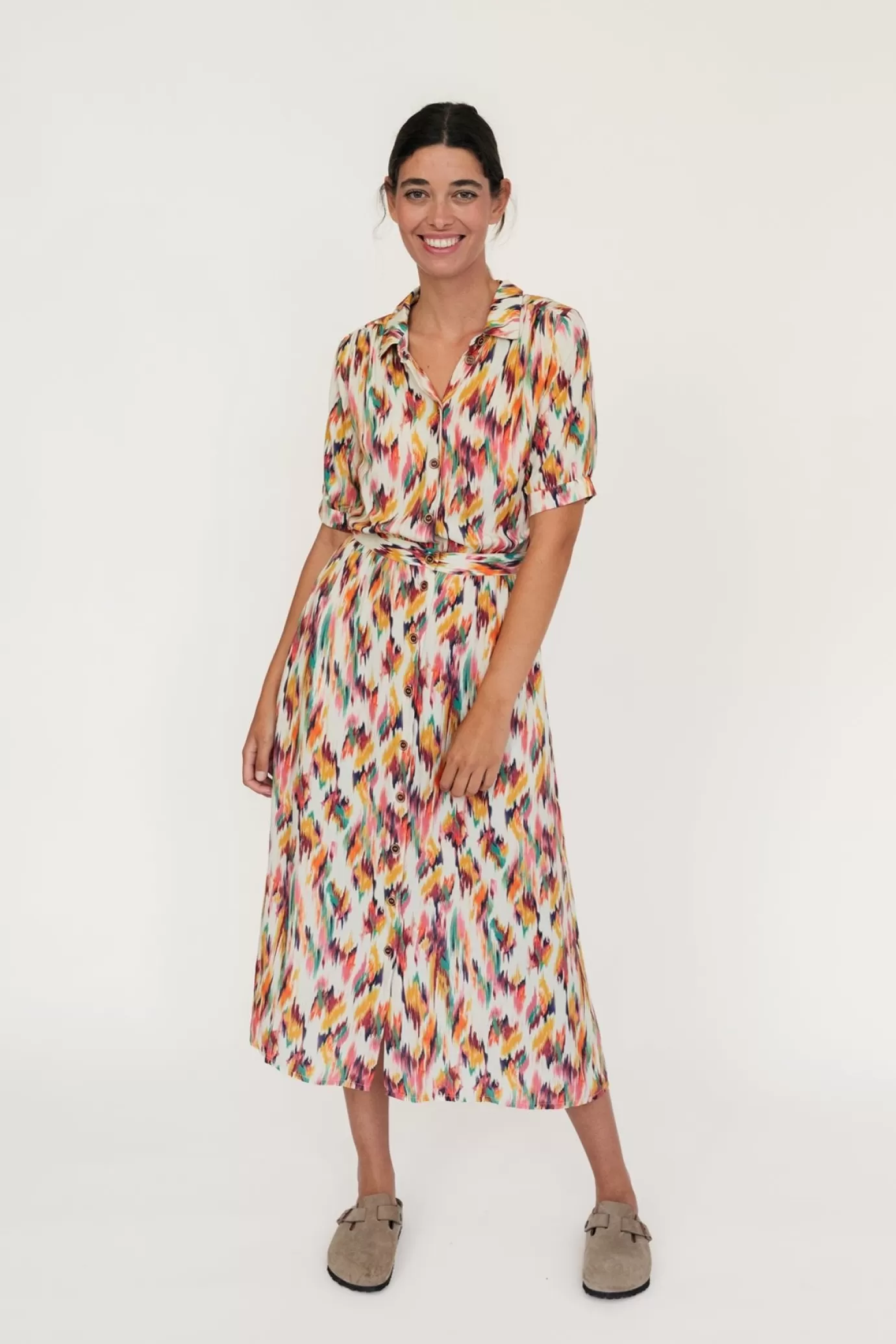 Twothirds Matsu-Ikat Print Ecru^Women Dresses