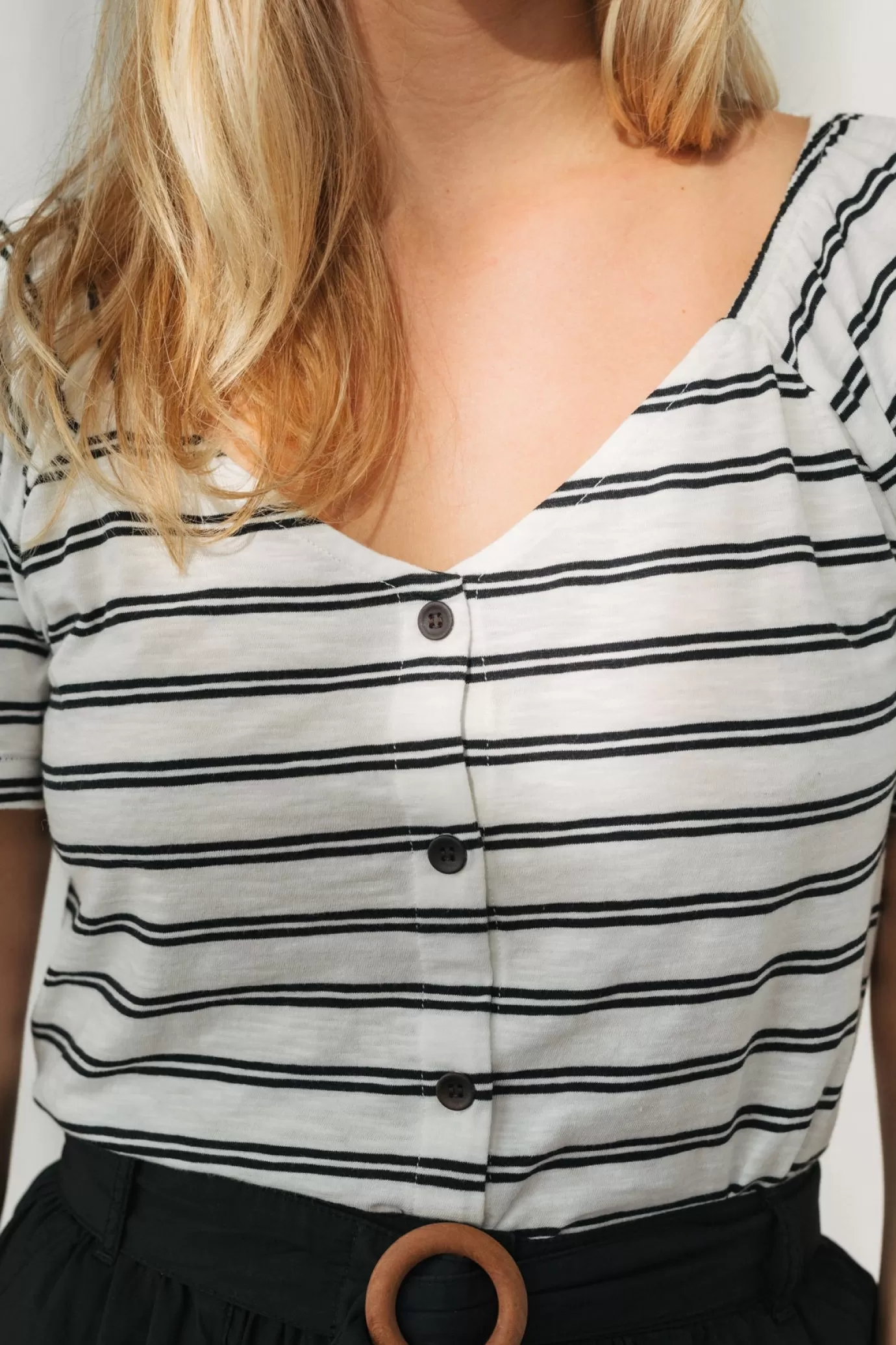 Twothirds Neville-Black and White Stripes^Women Tops