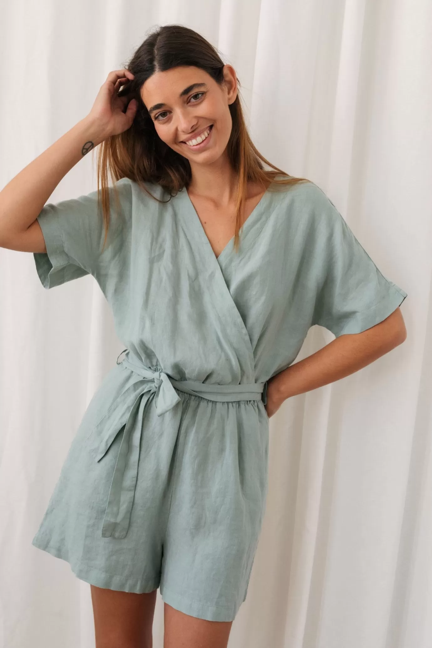 Twothirds Novaya-Washed Green^Women Jumpsuits