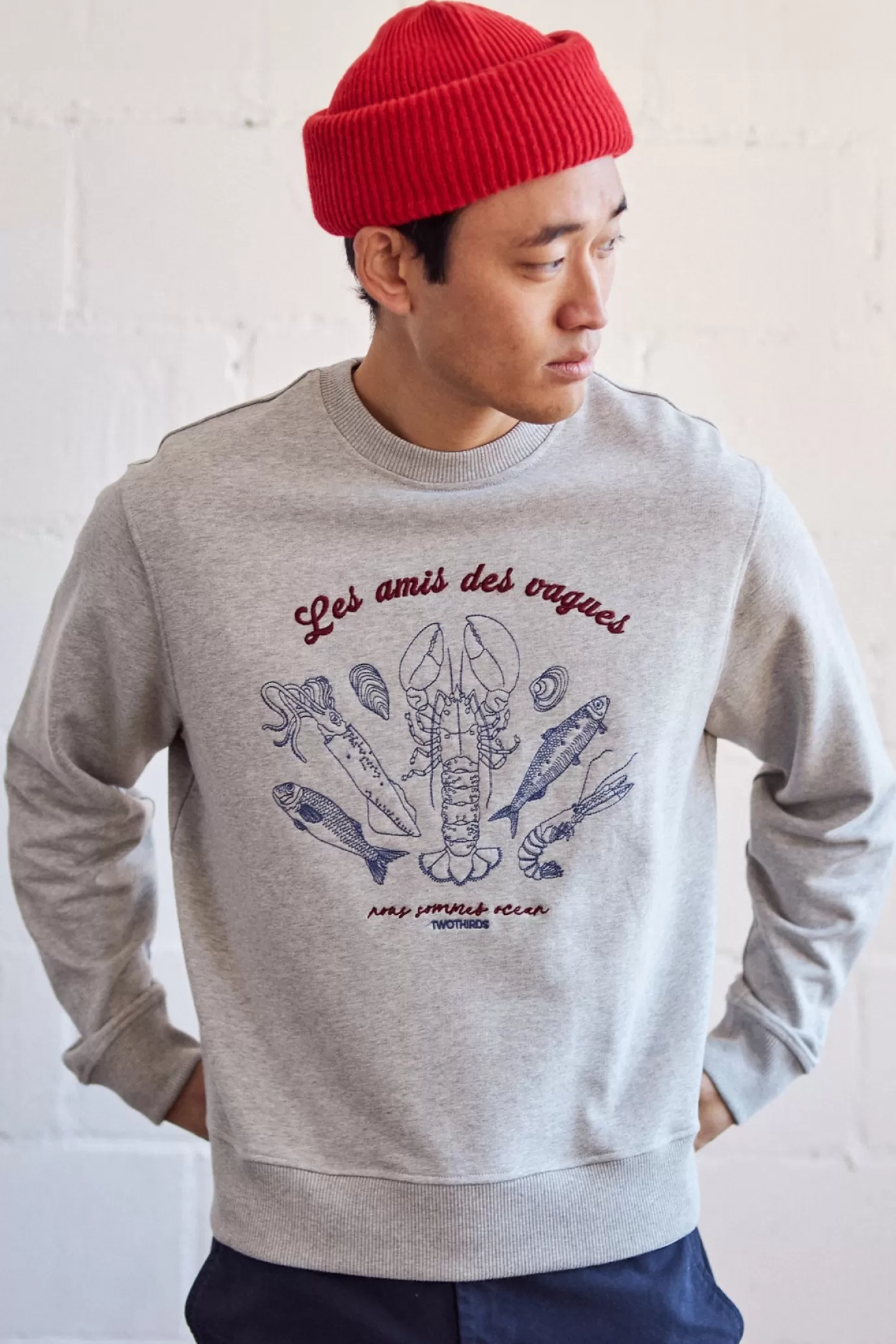 Twothirds Parker-Grey Melange^ Crewneck