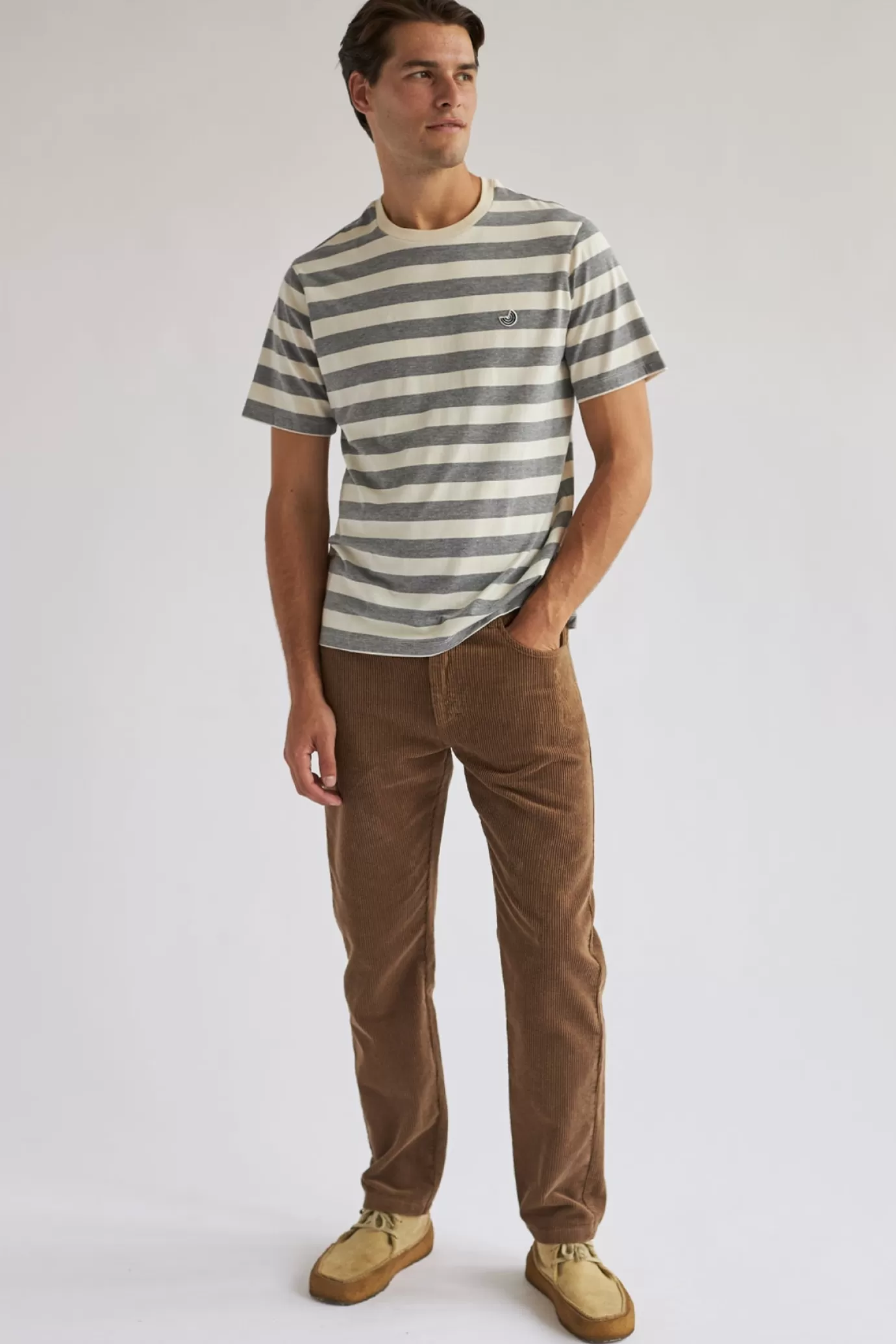 Twothirds Rathmullan-Light Grey Stripes^ T-Shirts