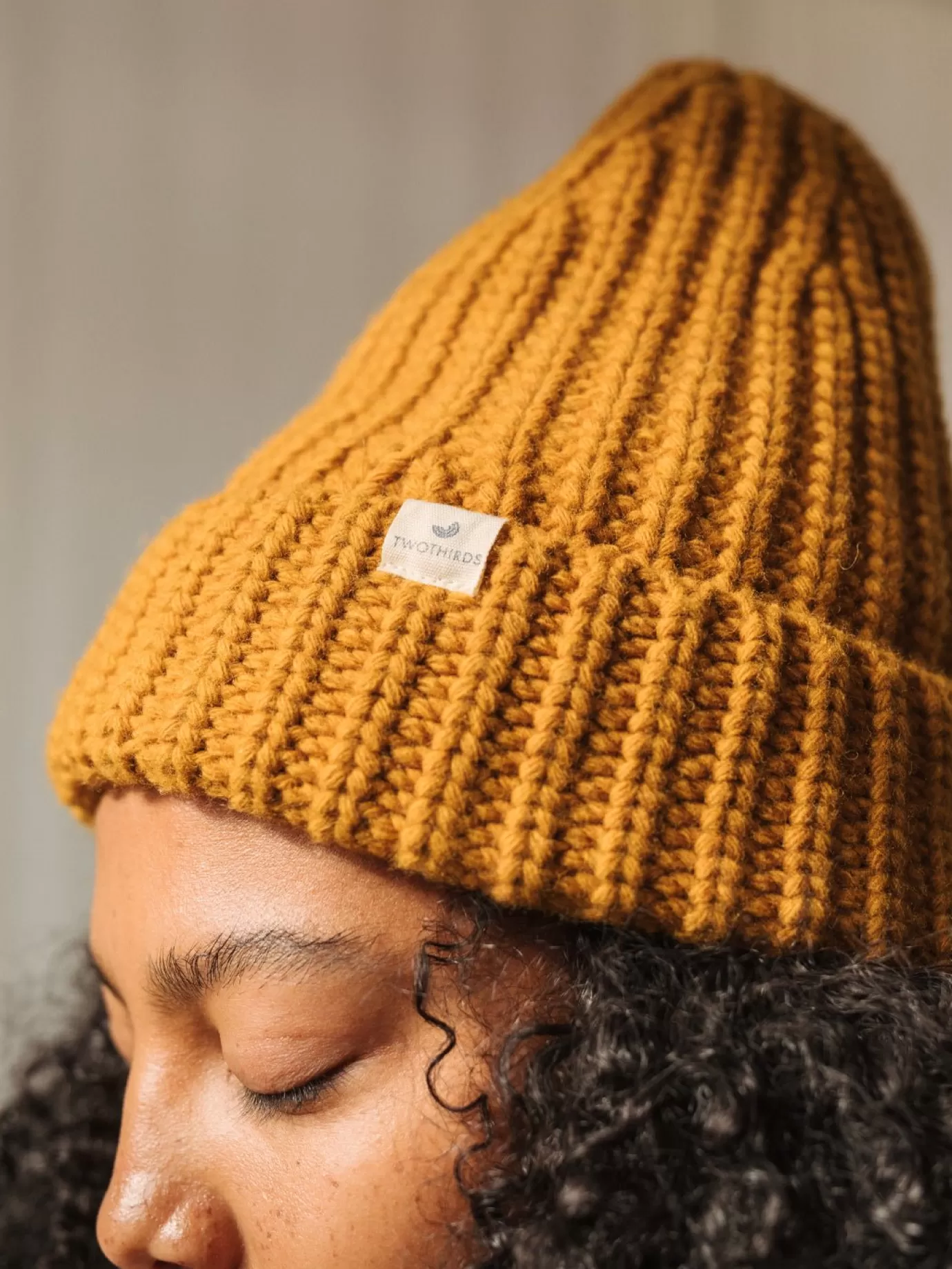 Twothirds Ribbed Beanie-Mustard^ Headwear