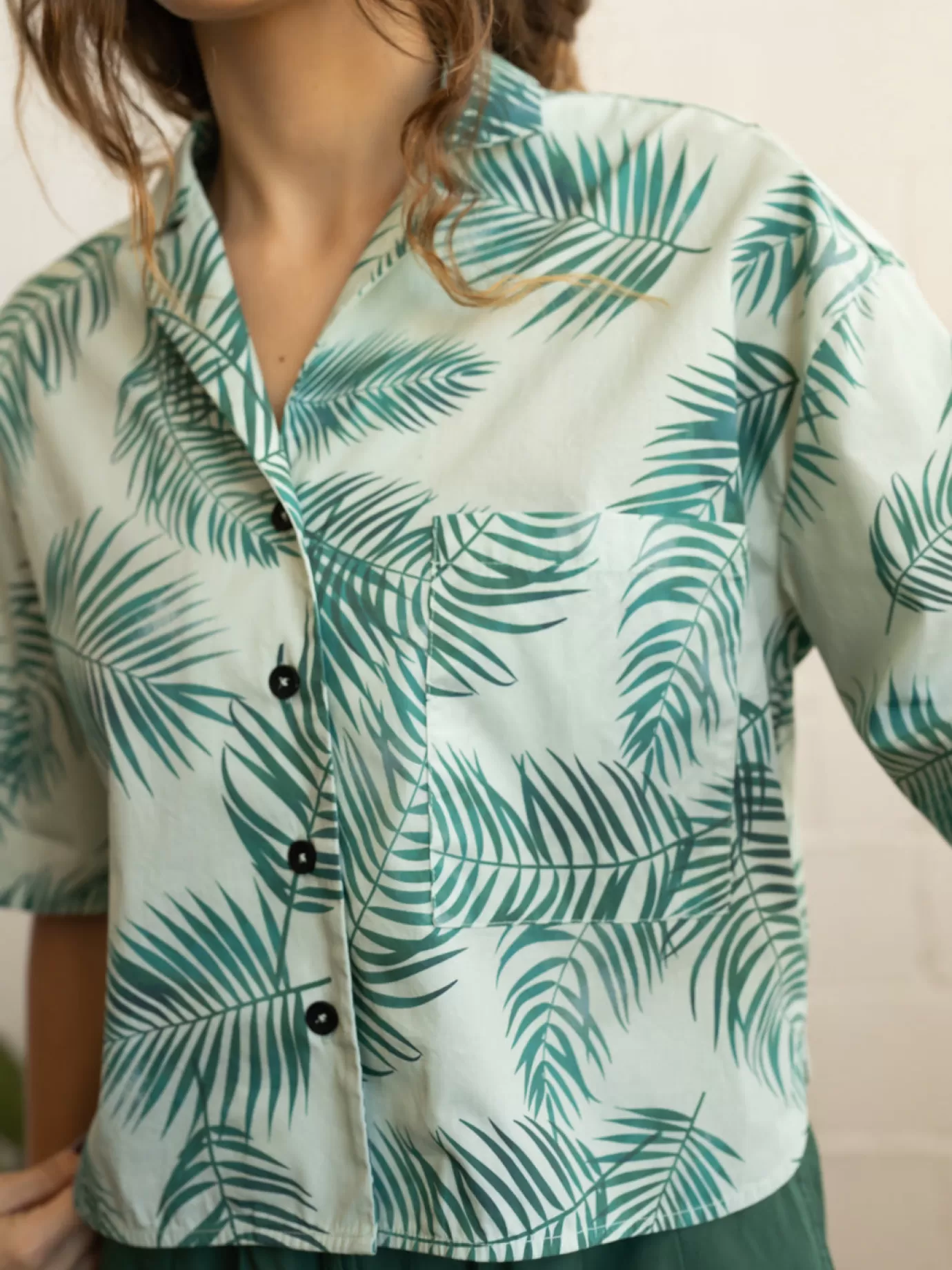 Twothirds Samama-Palm Print^Women Short Sleeve | Cropped