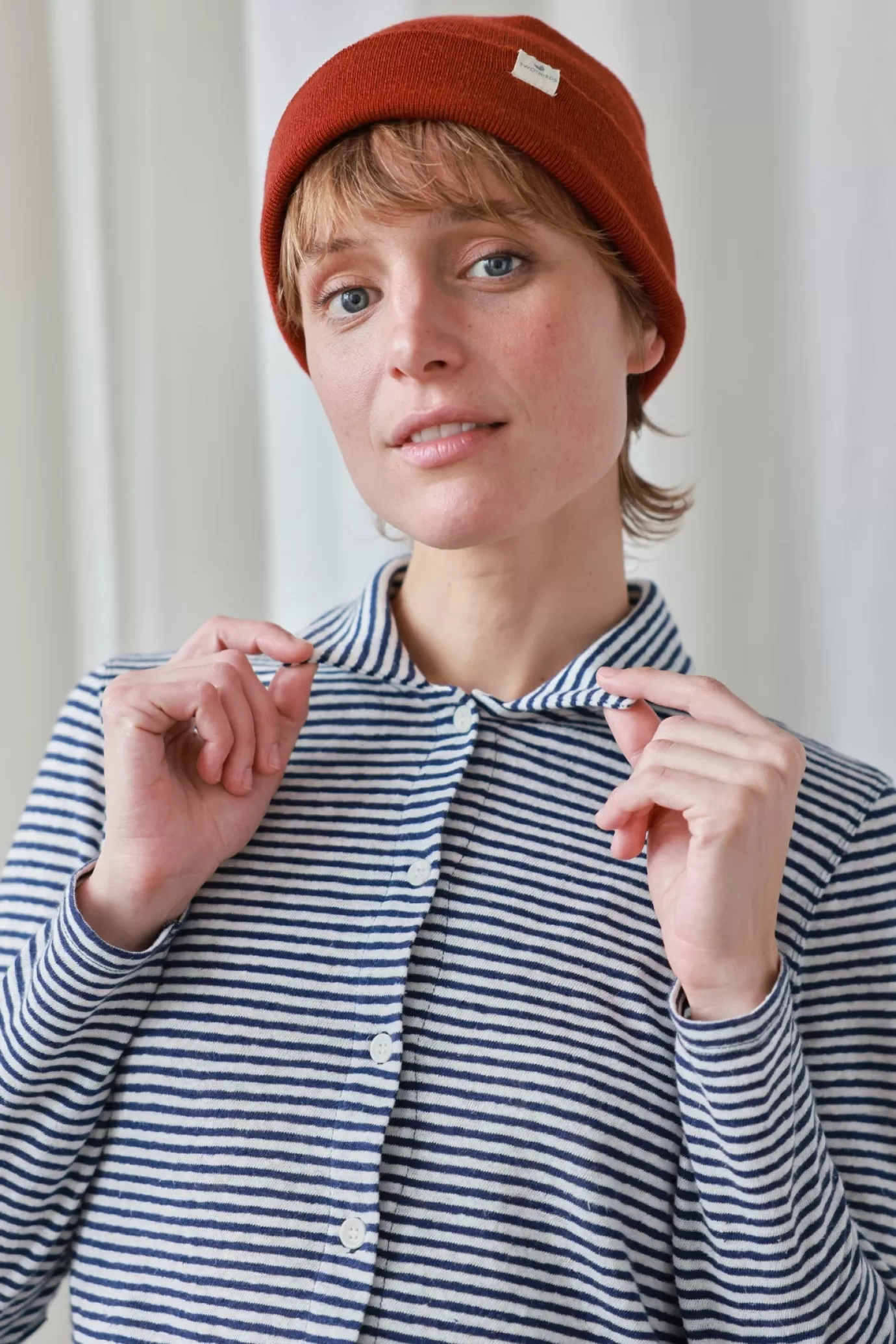 Twothirds Tokunoshima-Navy Stripes^Women Long Sleeve