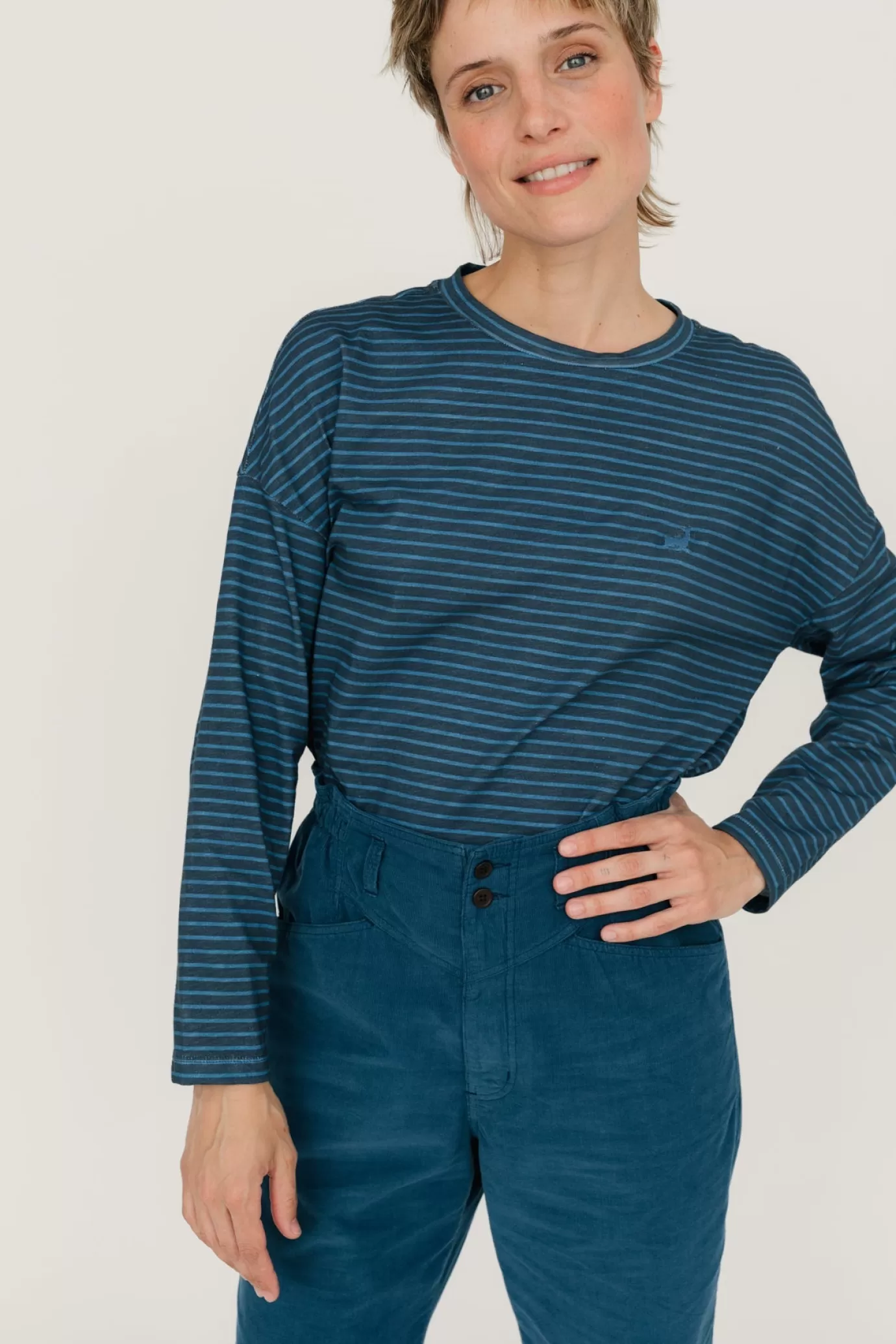 Twothirds Verte-Navy Blue Stripes^Women Tops